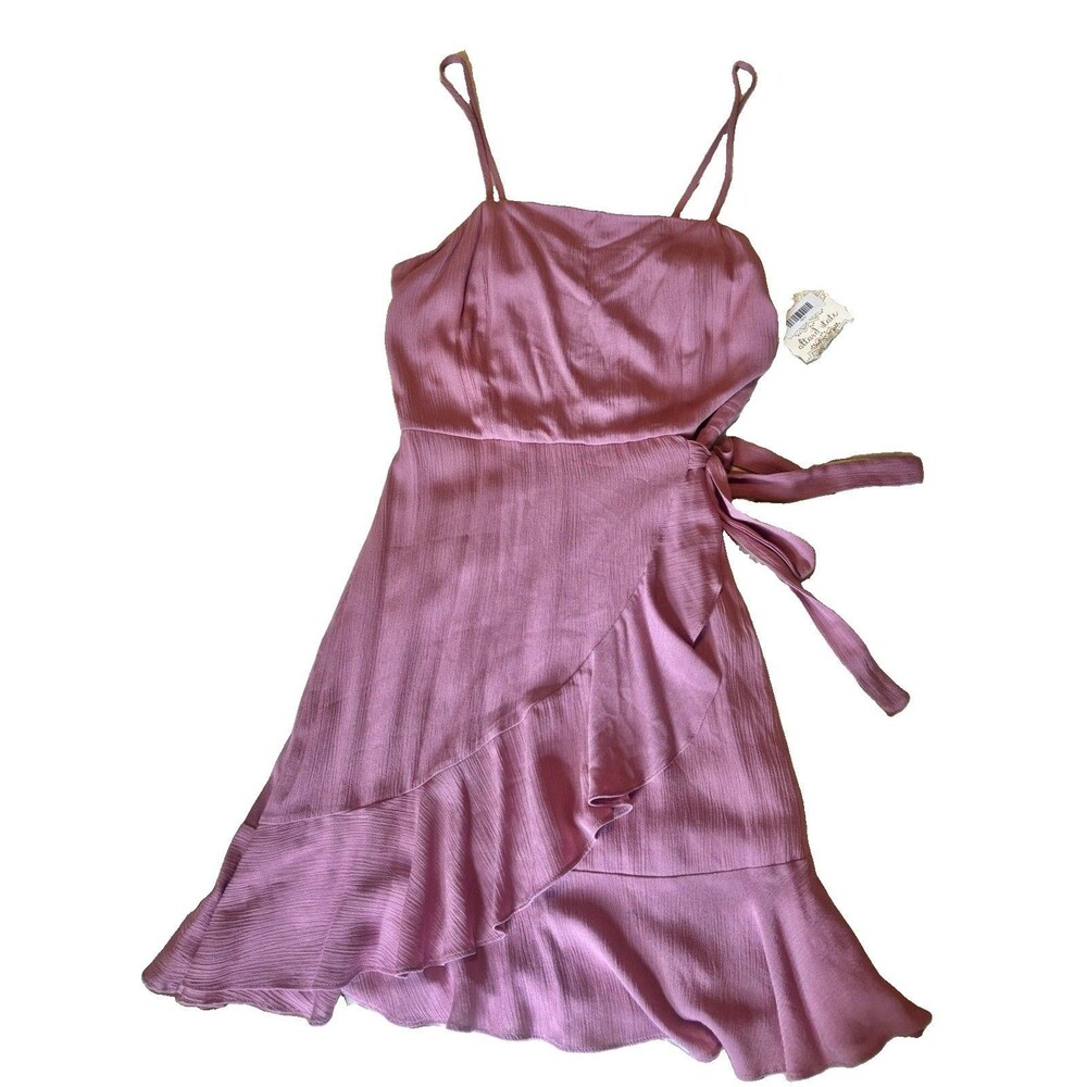 Altar'd State Women’s Small Pink Whimsical Ruffle Wrap Sleeveless Mini Dress NWT